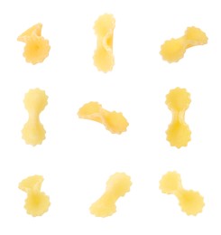 Image of Raw farfalline pasta isolated on white, set