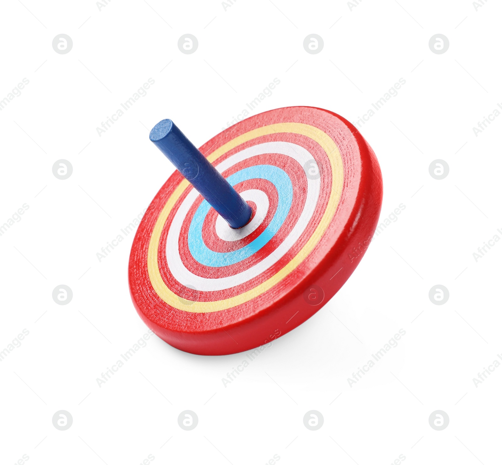 Photo of One bright spinning top isolated on white