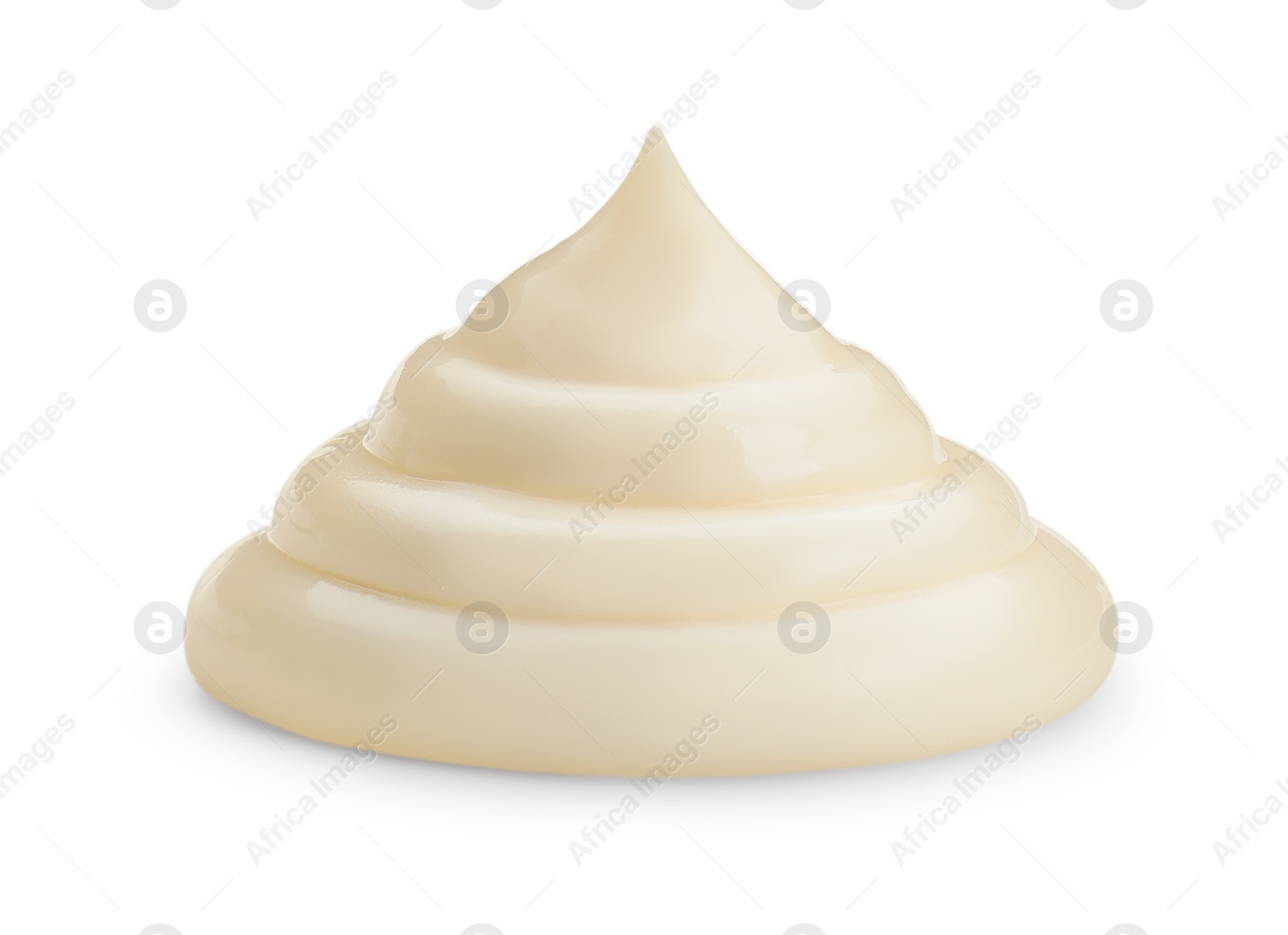 Photo of Tasty fresh mayonnaise sauce isolated on white