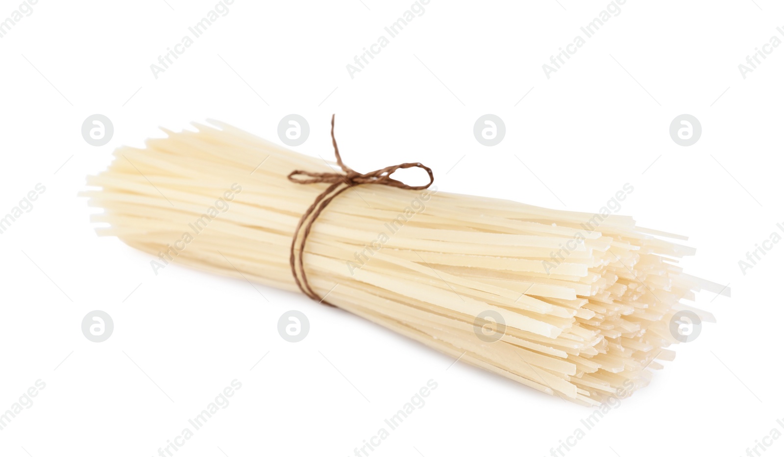 Photo of Bunch of dried rice noodles isolated on white