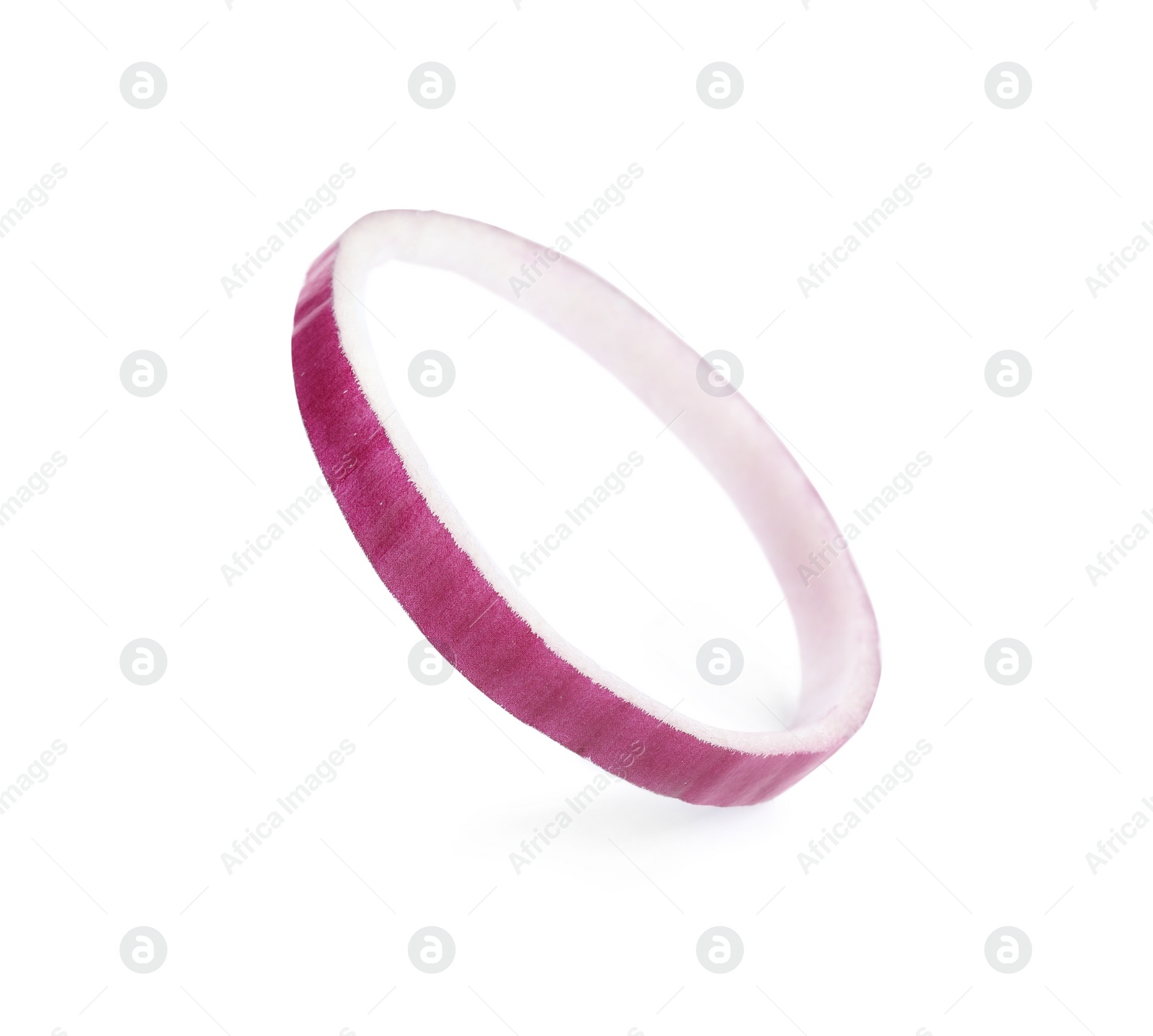 Photo of Sliced red onion ring on white background