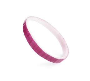 Photo of Sliced red onion ring on white background