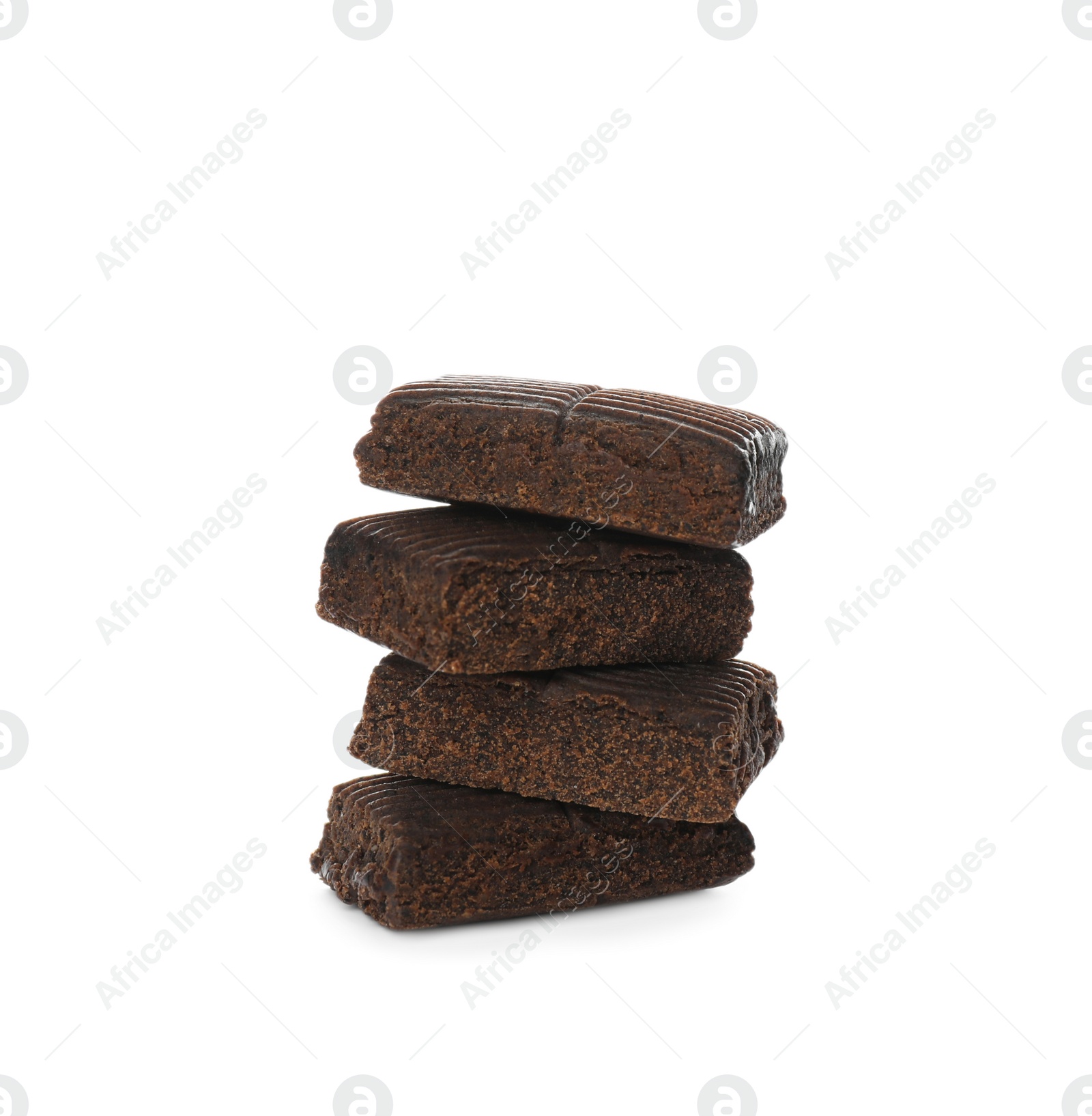 Photo of Stack of hematogen pieces on white background