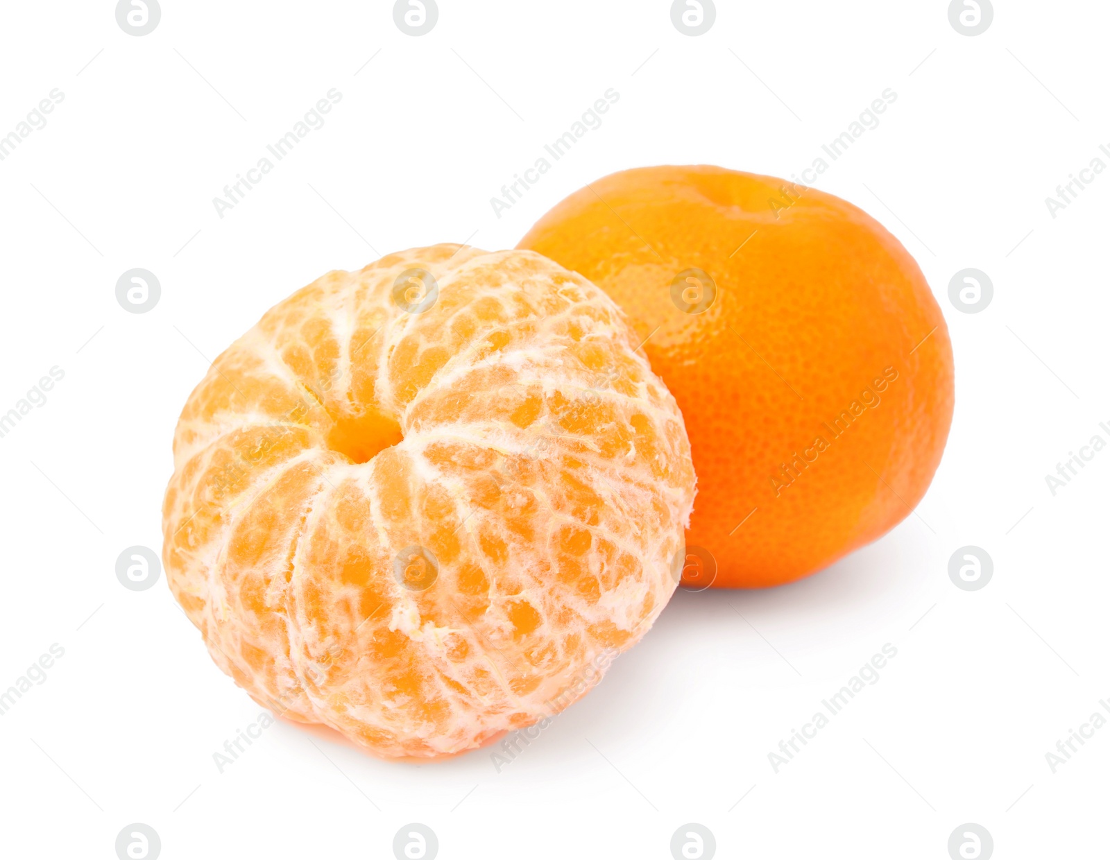 Photo of Fresh ripe juicy tangerines isolated on white