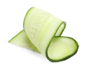 Slice of fresh cucumber isolated on white