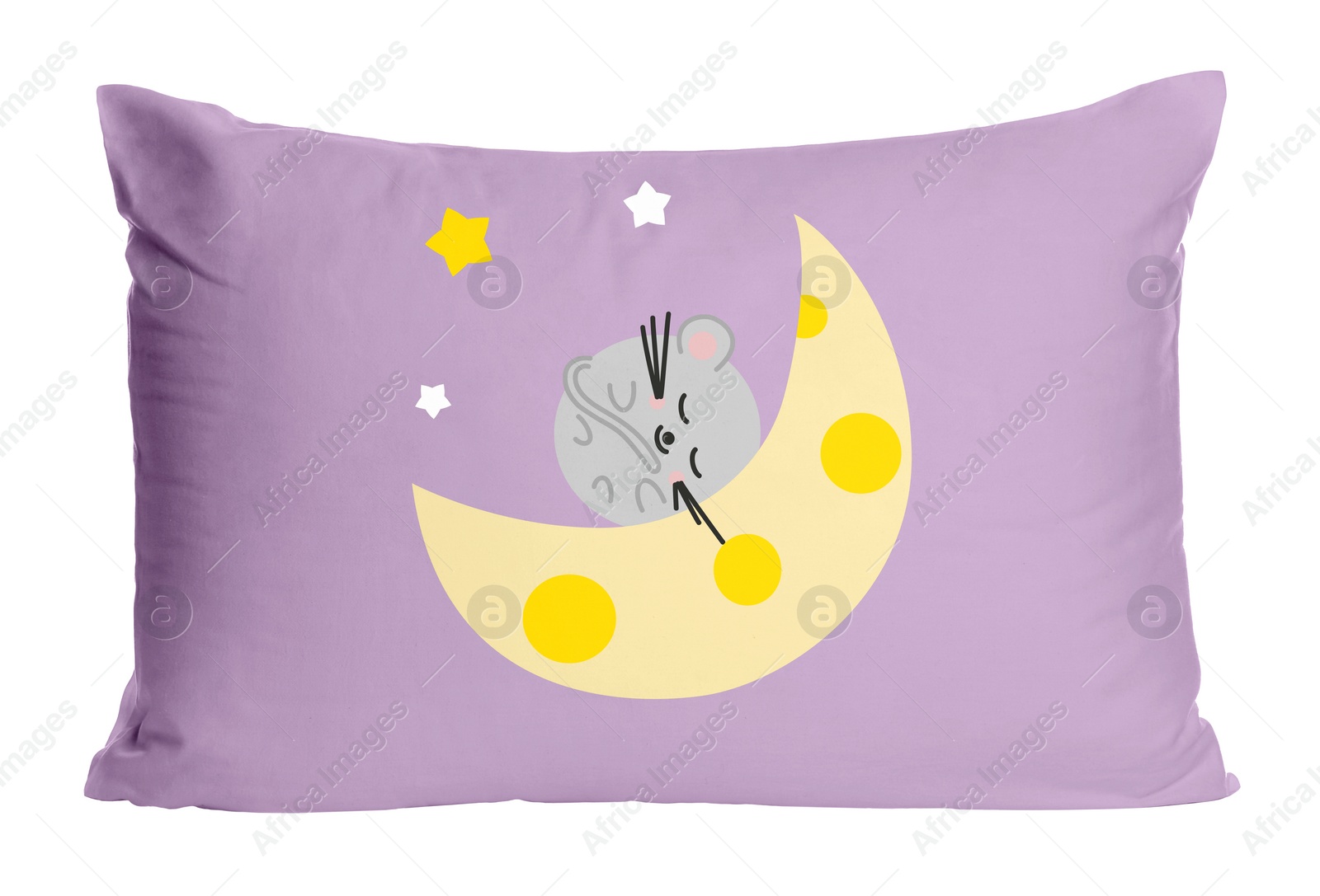 Image of Soft pillow with cute print isolated on white