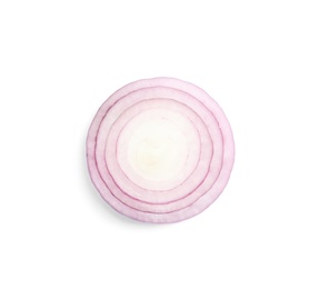 Fresh slice of red onion on white background