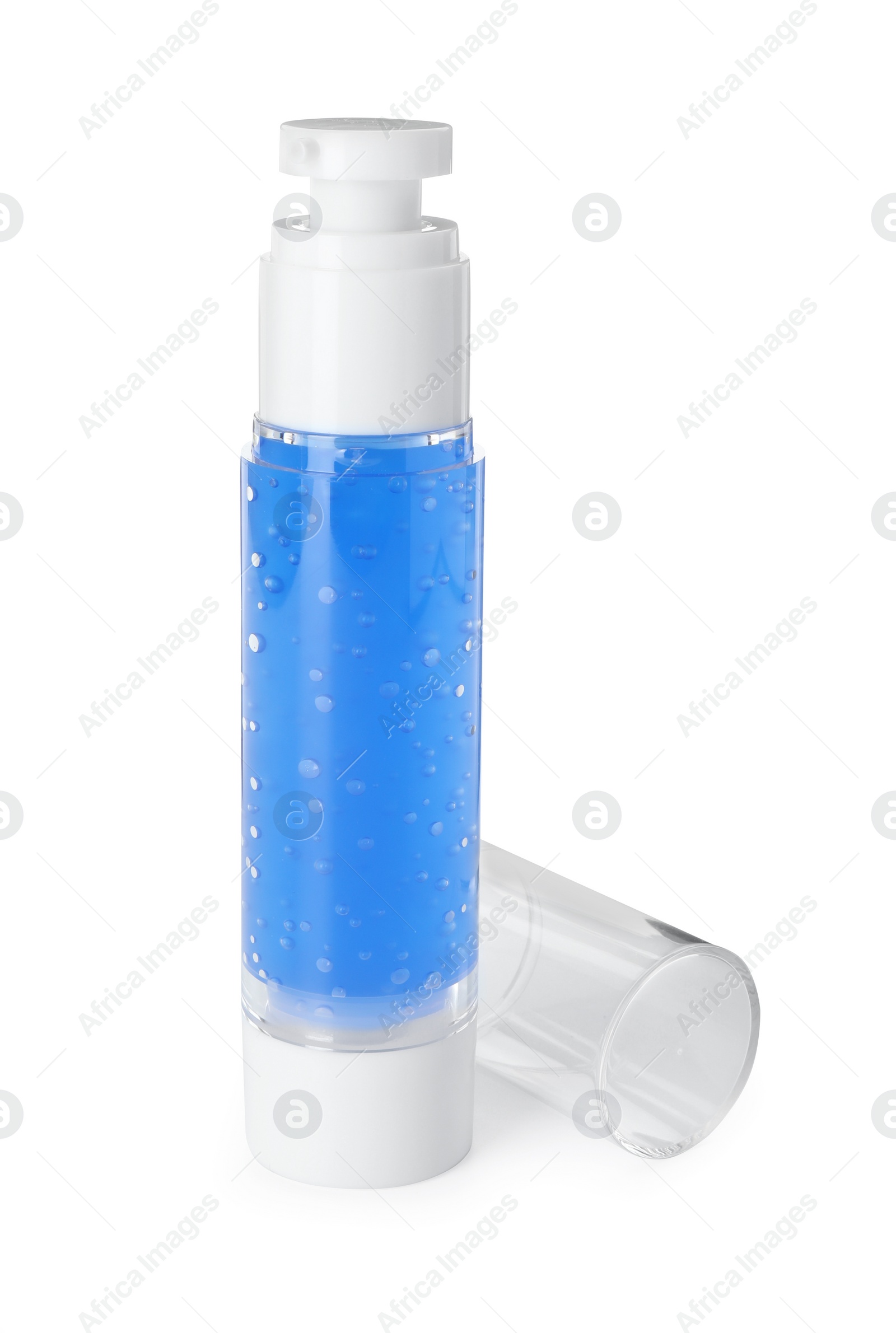 Photo of Container with cosmetic product isolated on white