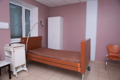 Blurred view of postoperative ward in modern clinic