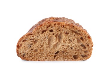 Photo of Piece of fresh buckwheat baguette isolated on white