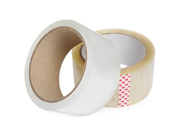 Photo of Rolls of adhesive tape isolated on white