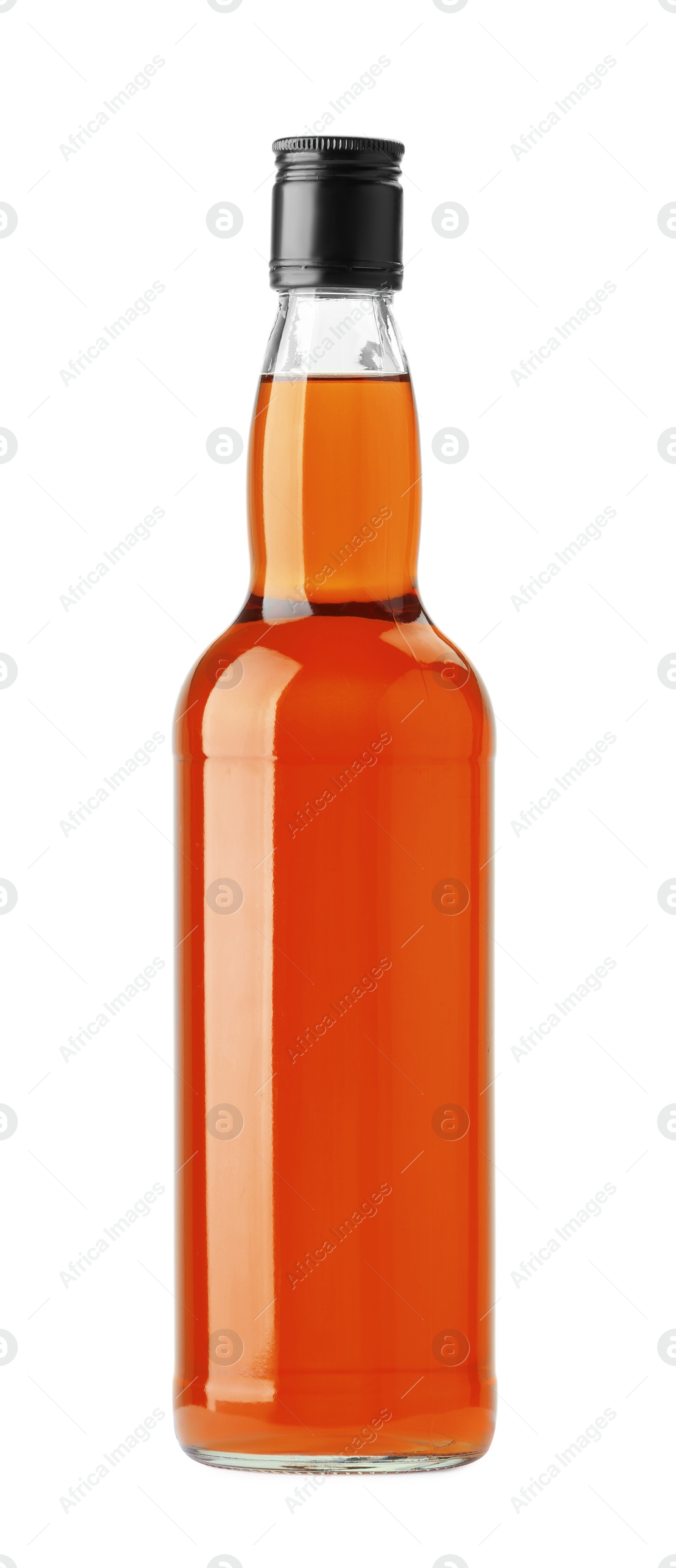 Photo of Bottle of whiskey isolated on white. Alcoholic drink