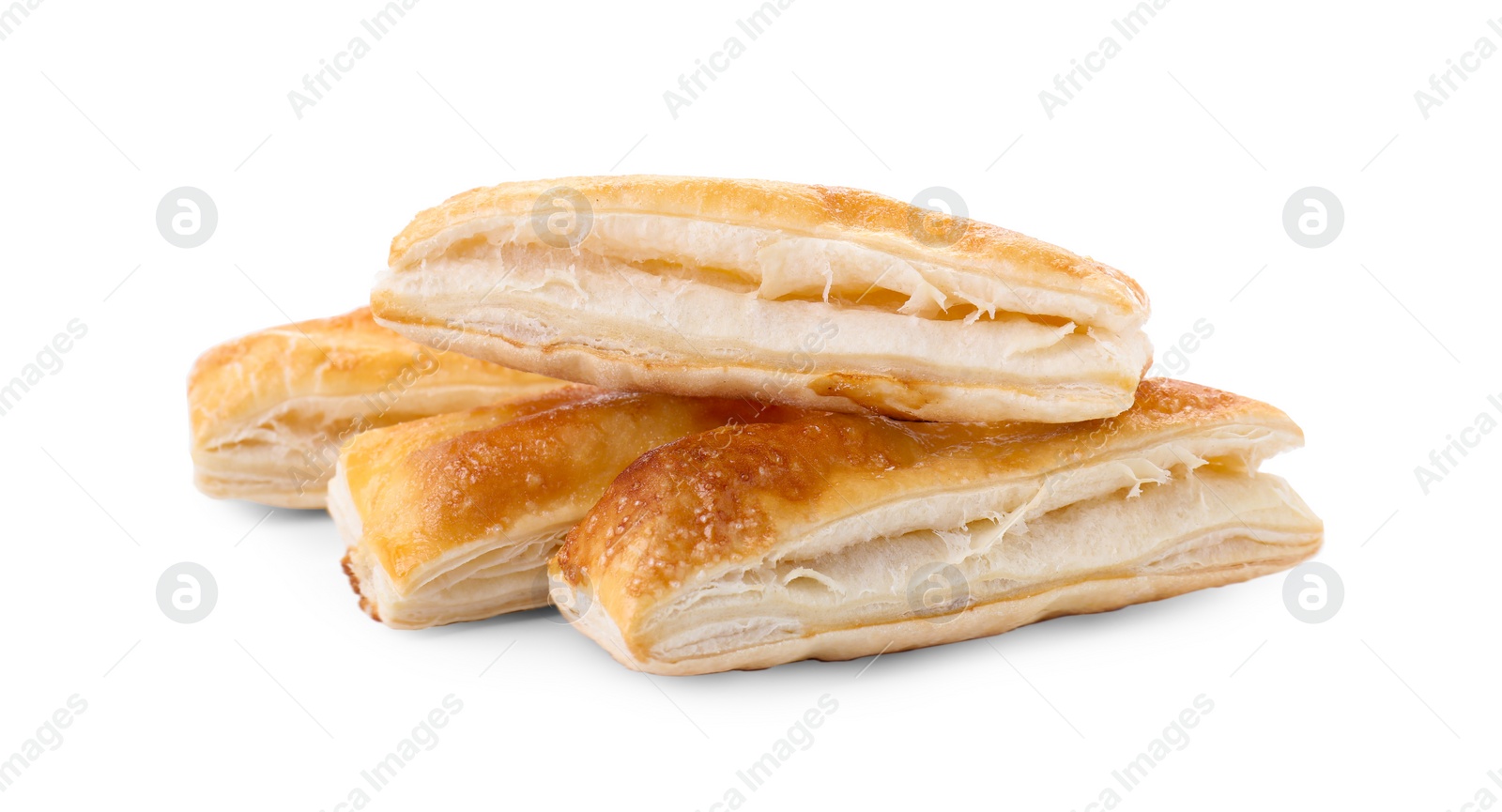 Photo of Delicious fresh puff pastries isolated on white