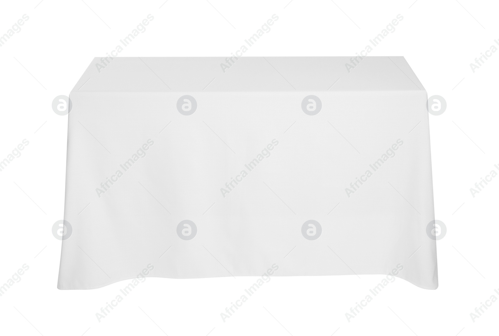 Photo of Table with white tablecloth isolated on white