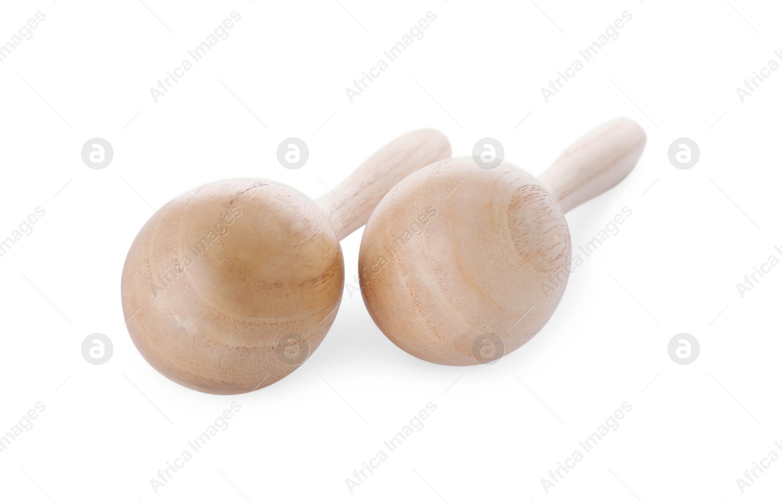 Photo of Wooden maracas isolated on white. Musical instrument