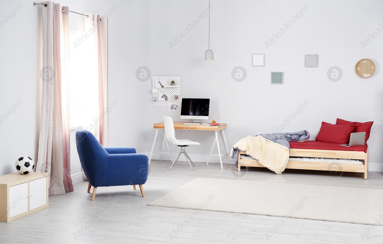 Photo of Modern child room interior with comfortable bed