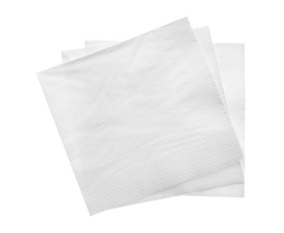 Photo of Clean paper tissues on white background, top view
