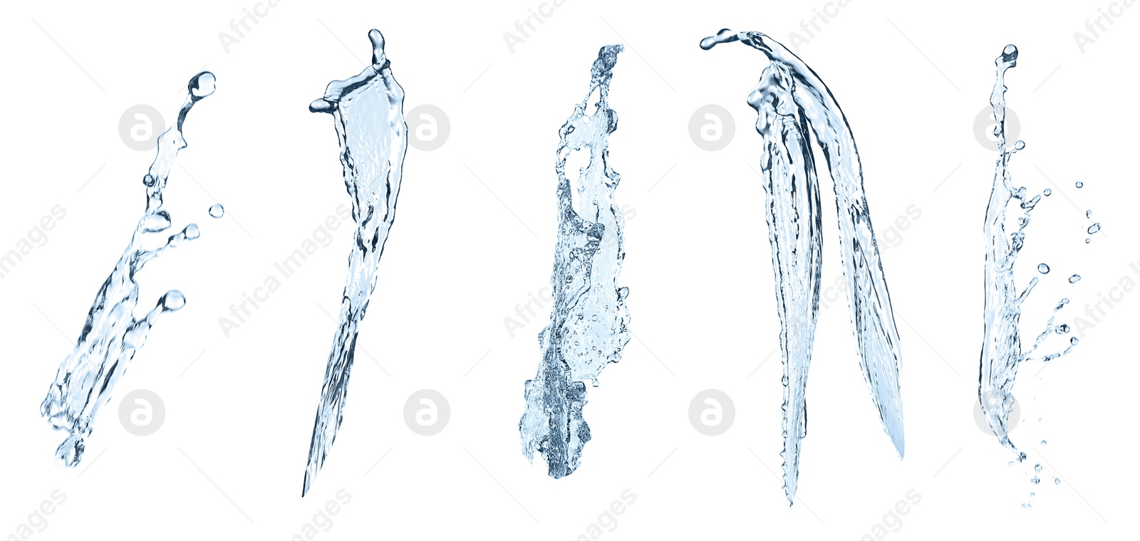 Image of Set with splashes of pure water on white background. Banner design