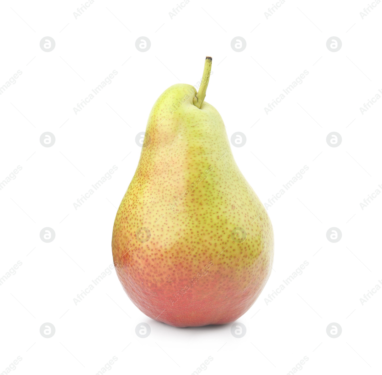 Photo of Ripe fresh juicy pear isolated on white