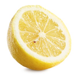 Photo of Half of lemon isolated on white. Citrus fruit