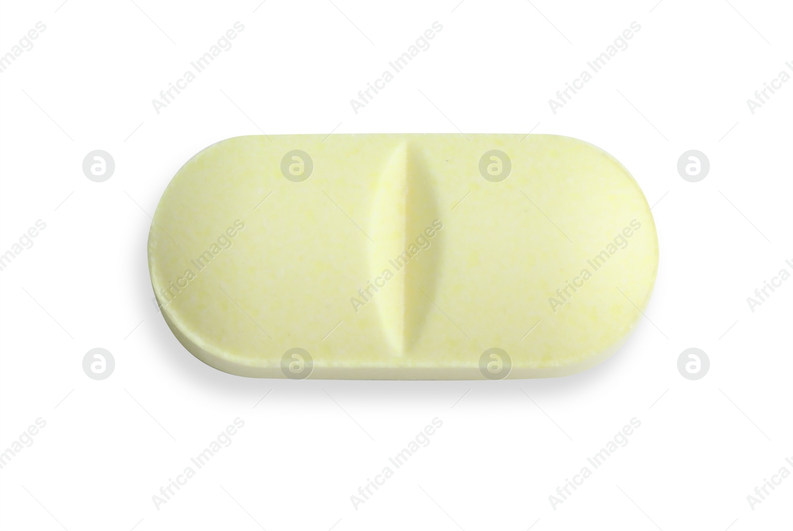 Photo of One pill isolated on white, top view