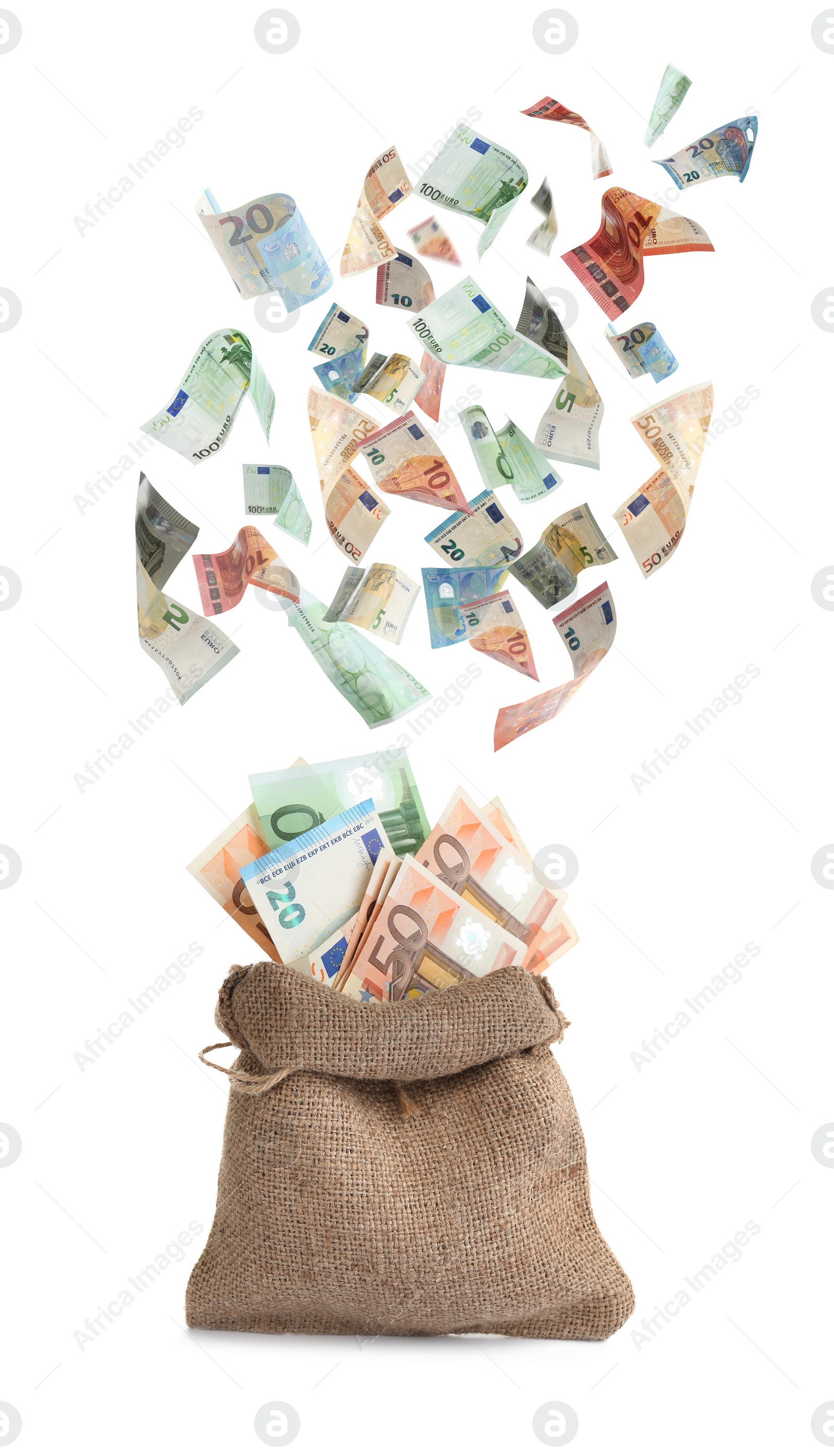 Image of Sack full of money on white background