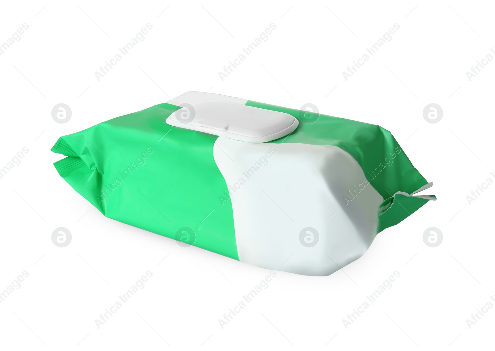 Image of Wet wipes pouch with plastic lid isolated on white