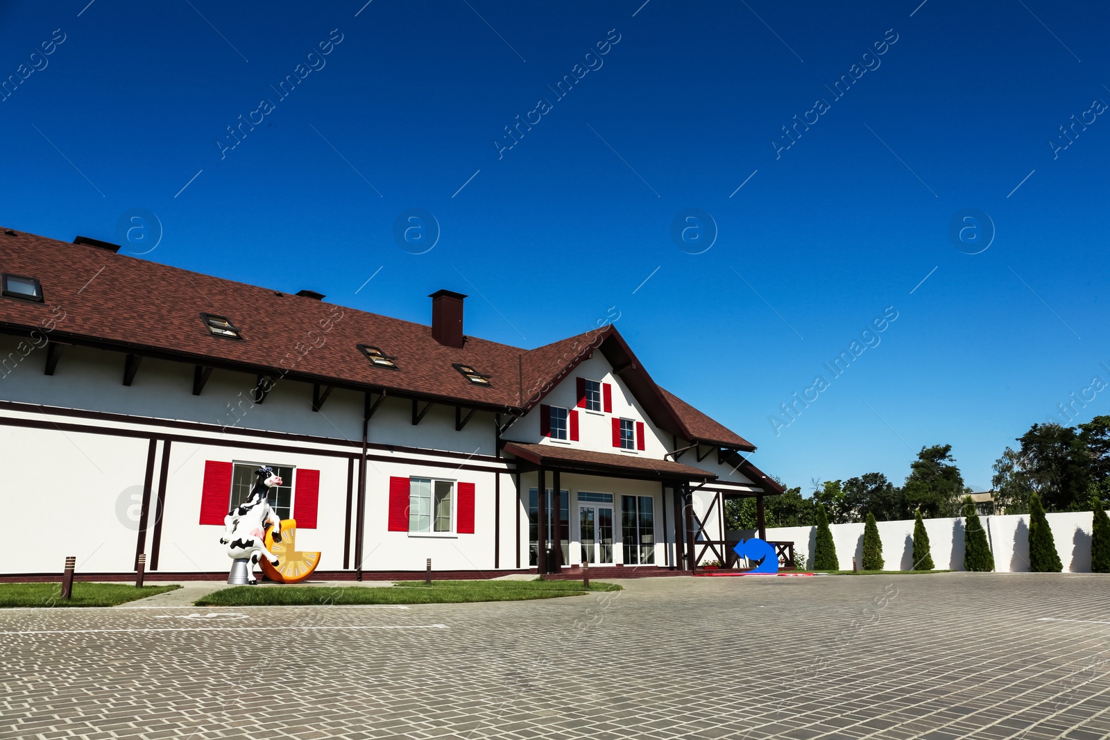 Photo of Beautiful view of stylish building on sunny day