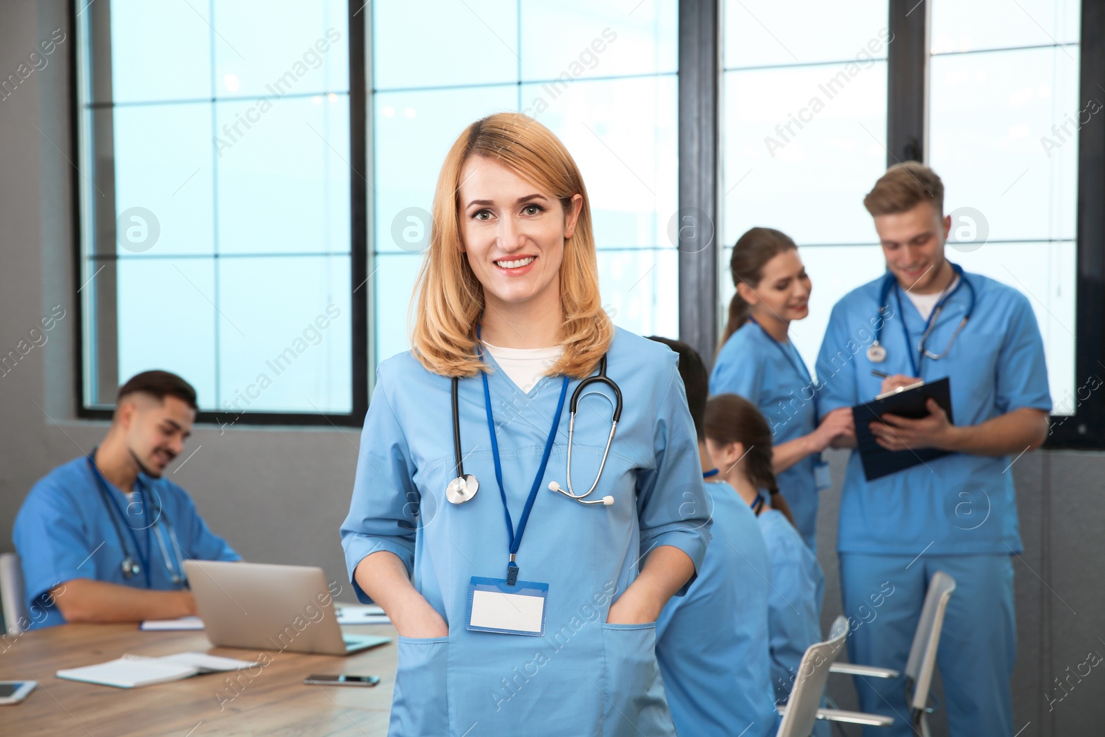 Photo of Medical student with groupmates in university library