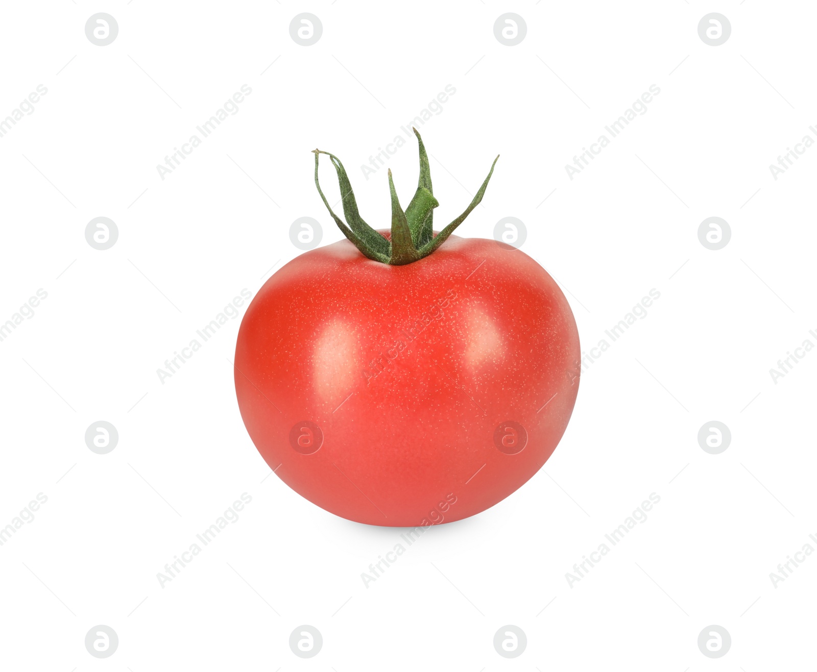 Photo of One red ripe cherry tomato isolated on white