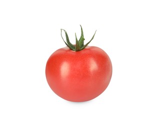 Photo of One red ripe cherry tomato isolated on white