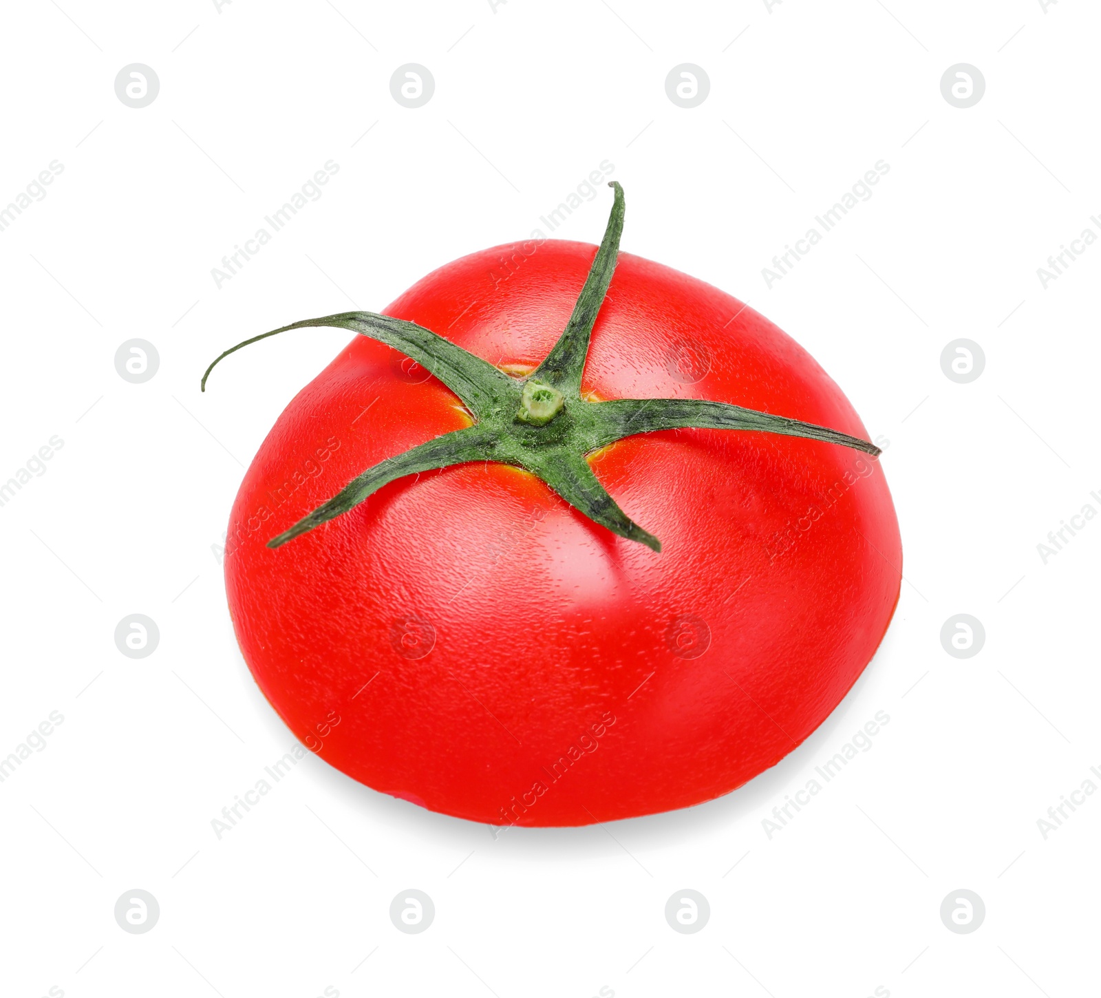 Photo of Slice of fresh ripe tomato isolated on white