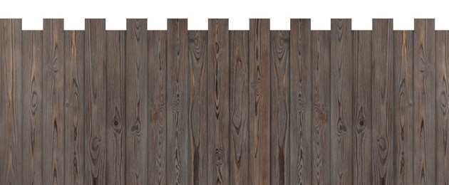 Image of Fence made of wooden planks isolated on white