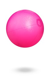 Image of Inflatable pink beach ball on white background 
