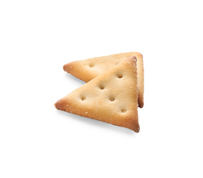 Crispy crackers isolated on white. Delicious snack