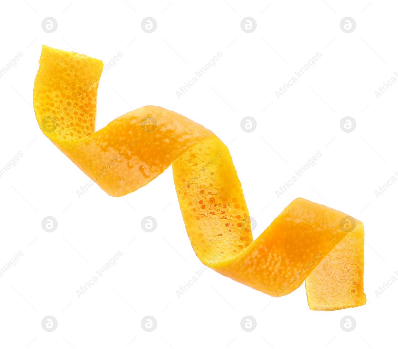 Photo of Fresh orange peel on white background, top view. Healthy fruit