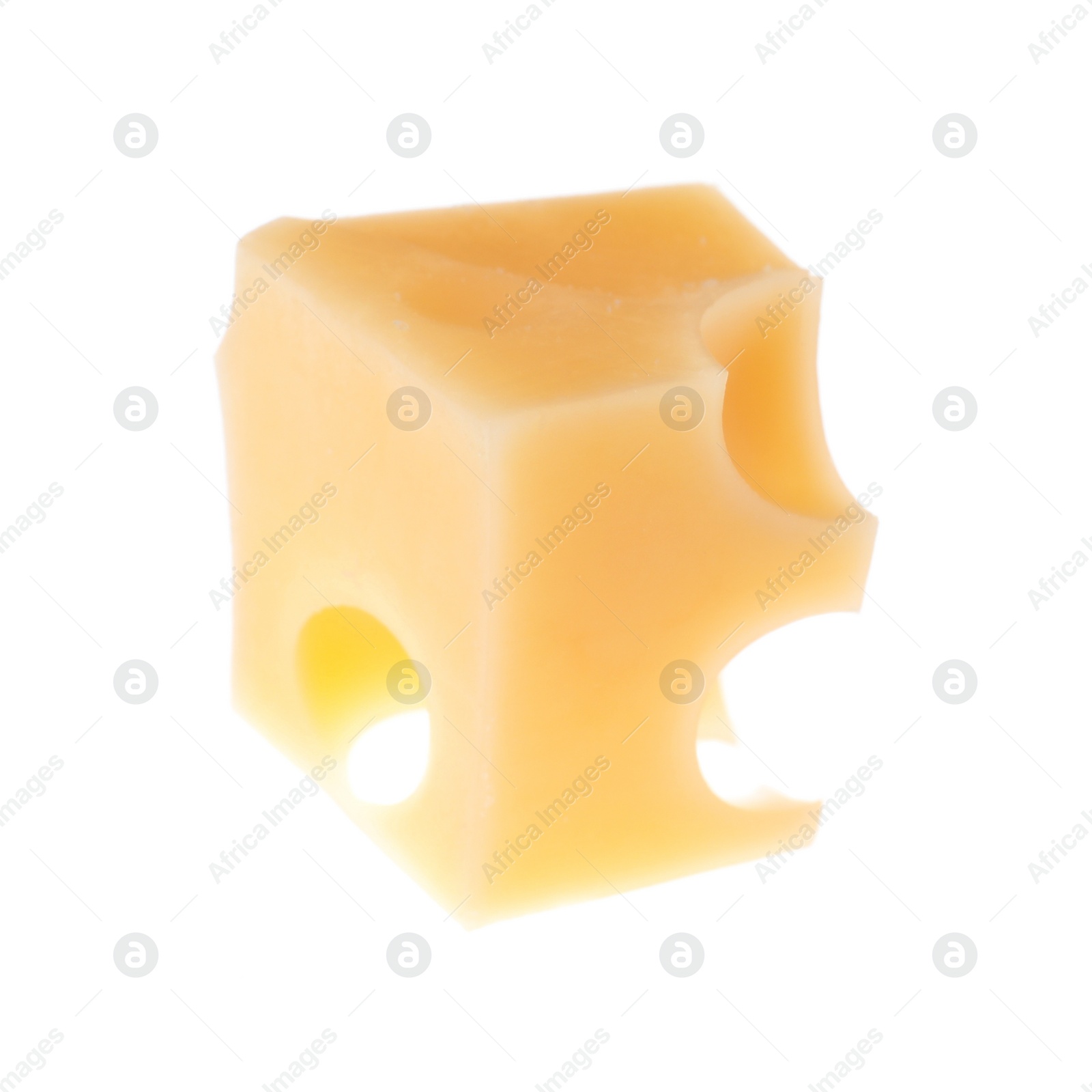 Photo of Cube of delicious cheese isolated on white