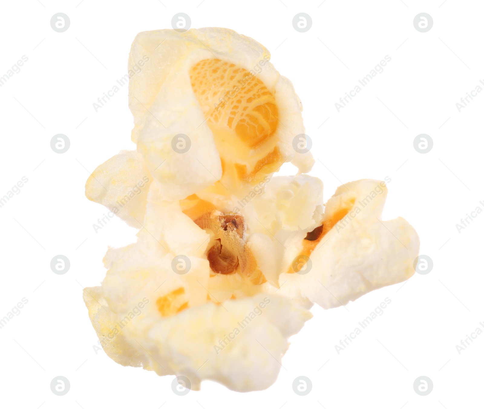 Photo of Kernel of tasty fresh popcorn isolated on white