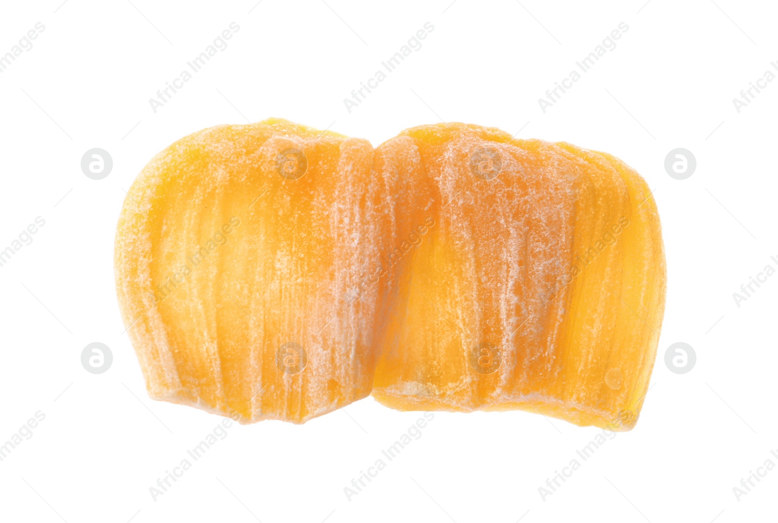 Photo of Sweet dried jackfruit slice isolated on white