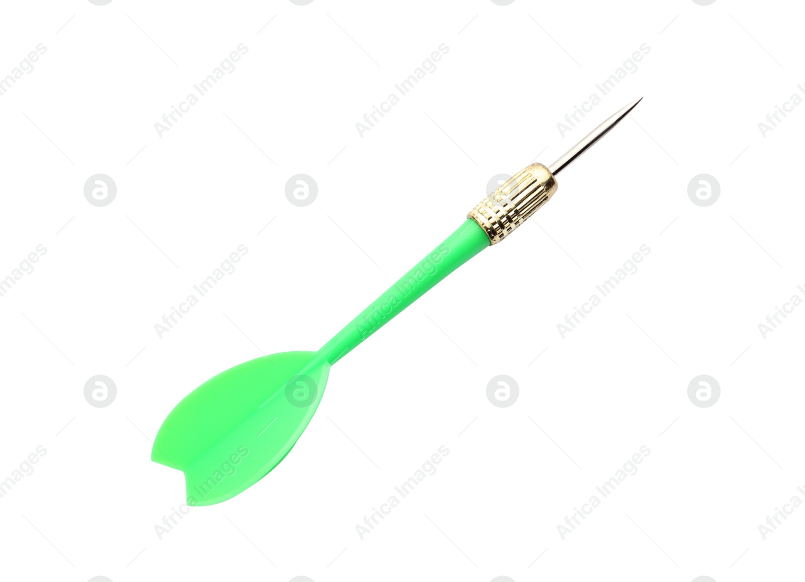 Photo of Single sharp green dart isolated on white