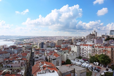 Picturesque view of beautiful city near sea