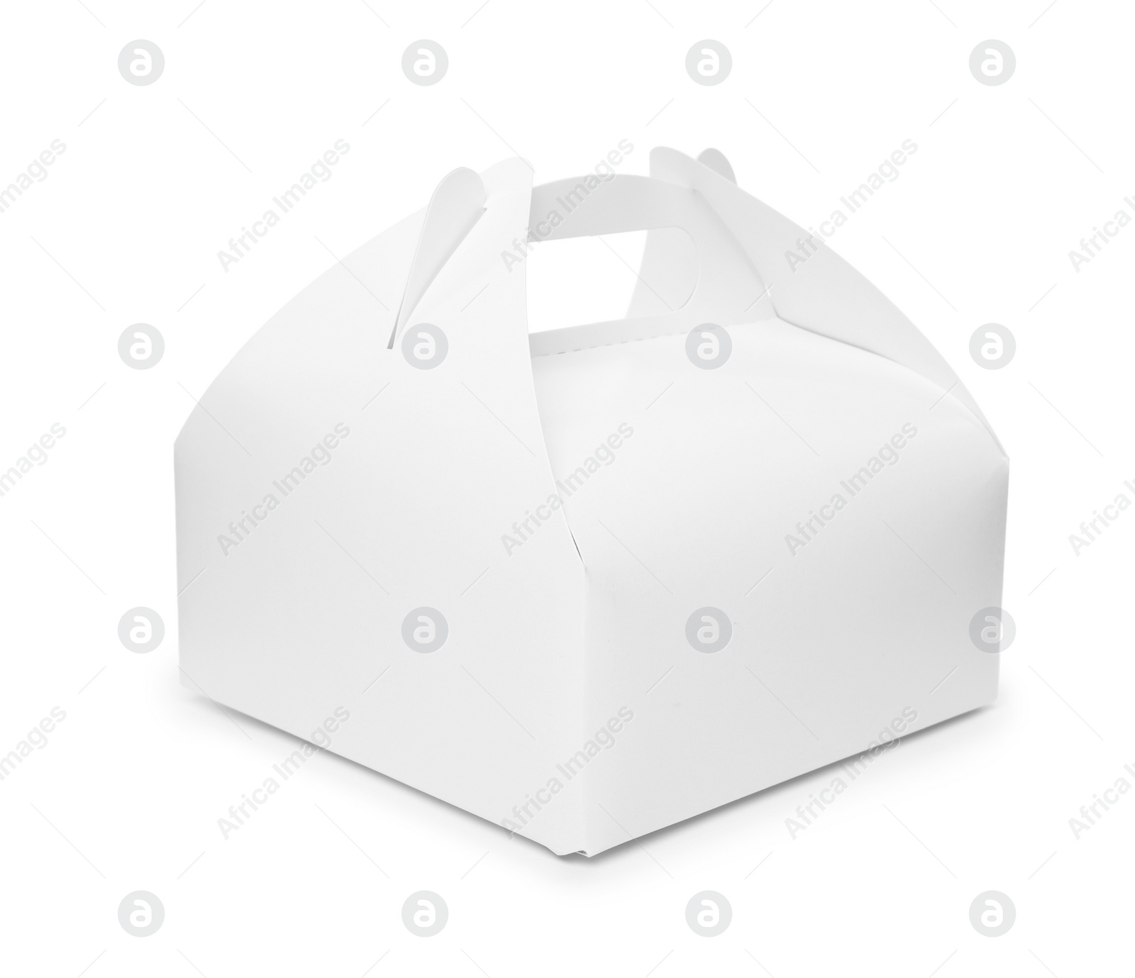 Photo of Paper box on white background. Container for food
