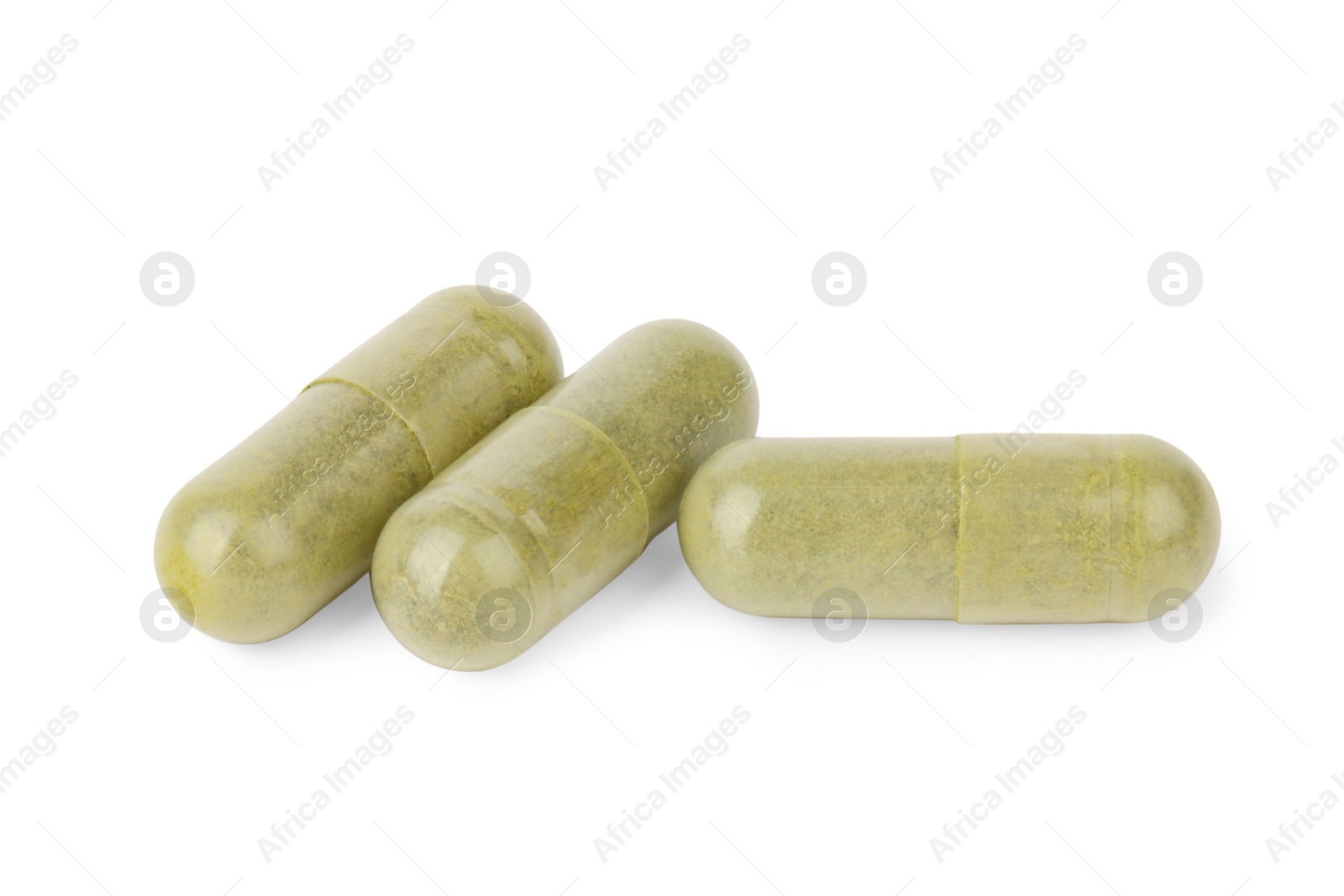 Photo of Vitamin capsules isolated on white. Health supplement