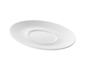 Photo of One clean ceramic saucer isolated on white