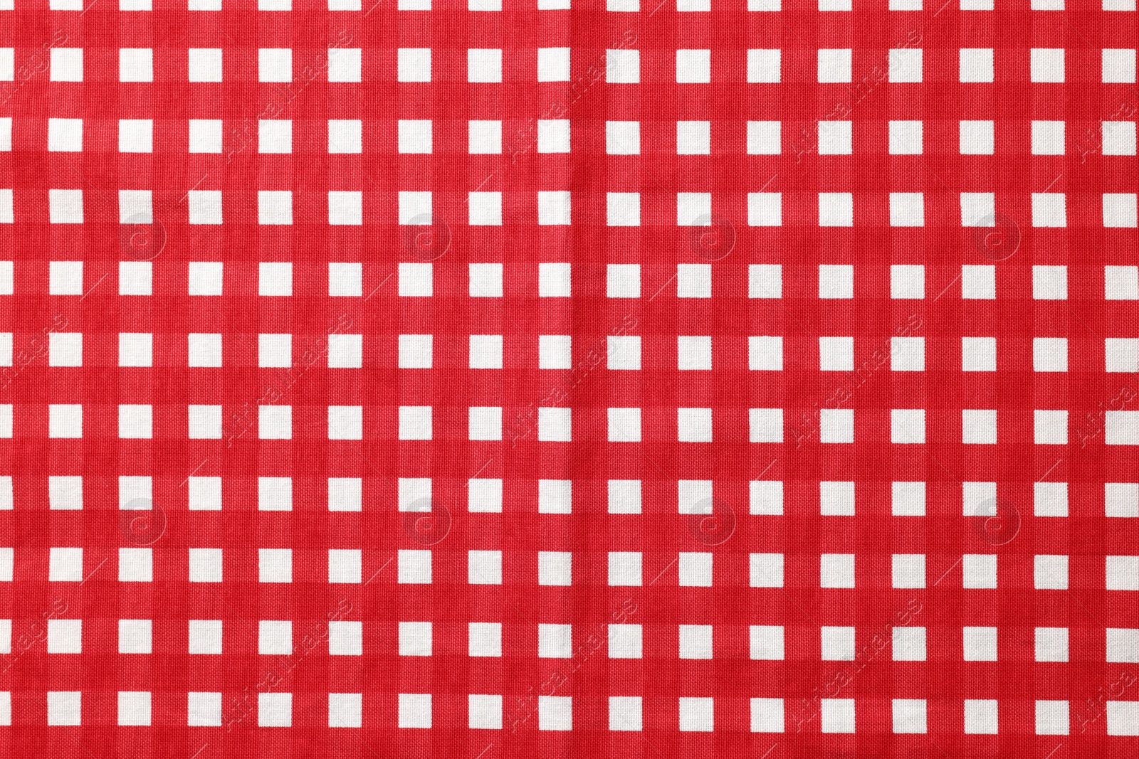Photo of Red checkered tablecloth as background, top view