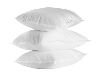 Stack of soft pillows isolated on white