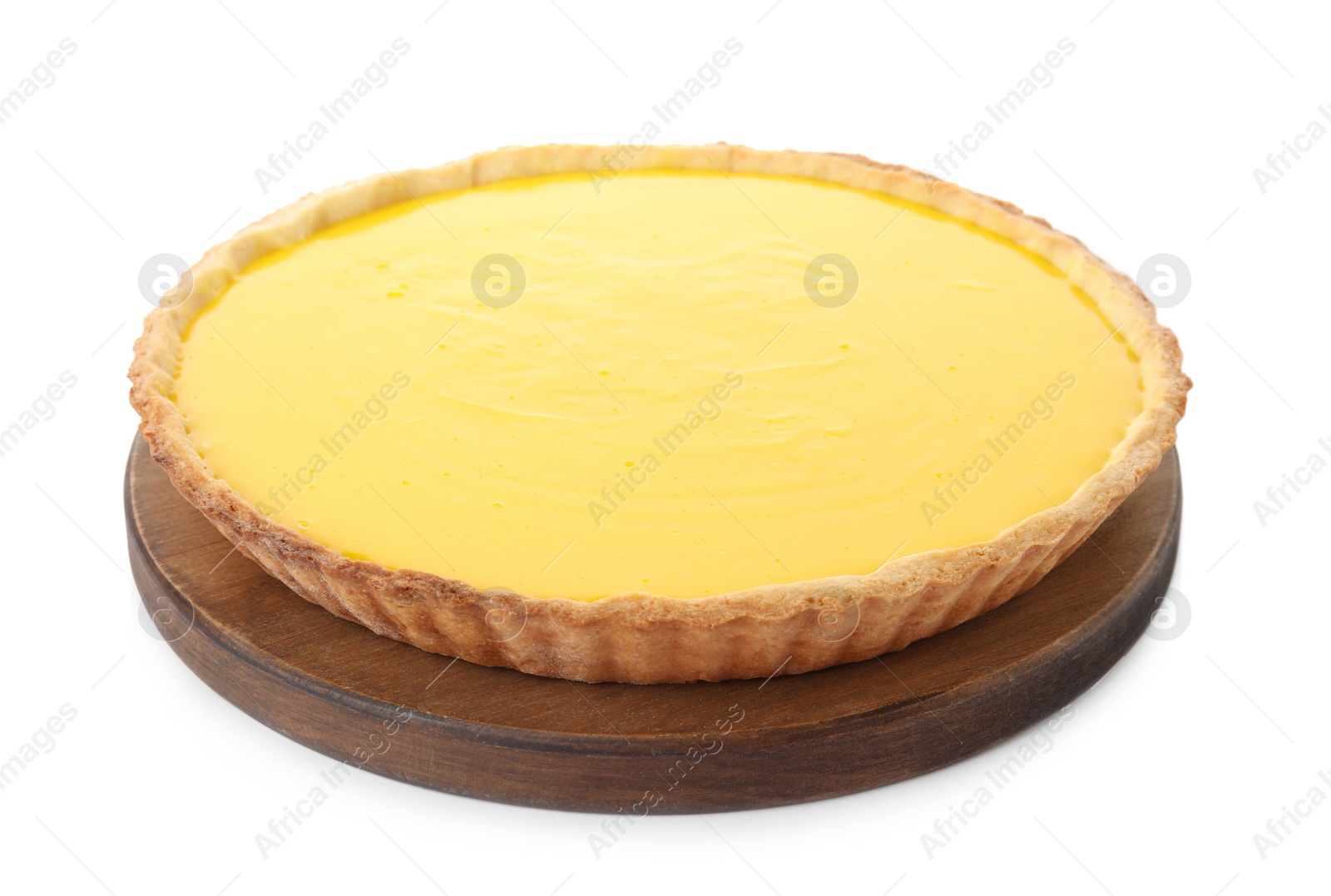 Photo of Delicious homemade lemon pie isolated on white