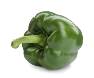 Ripe green bell pepper on white background