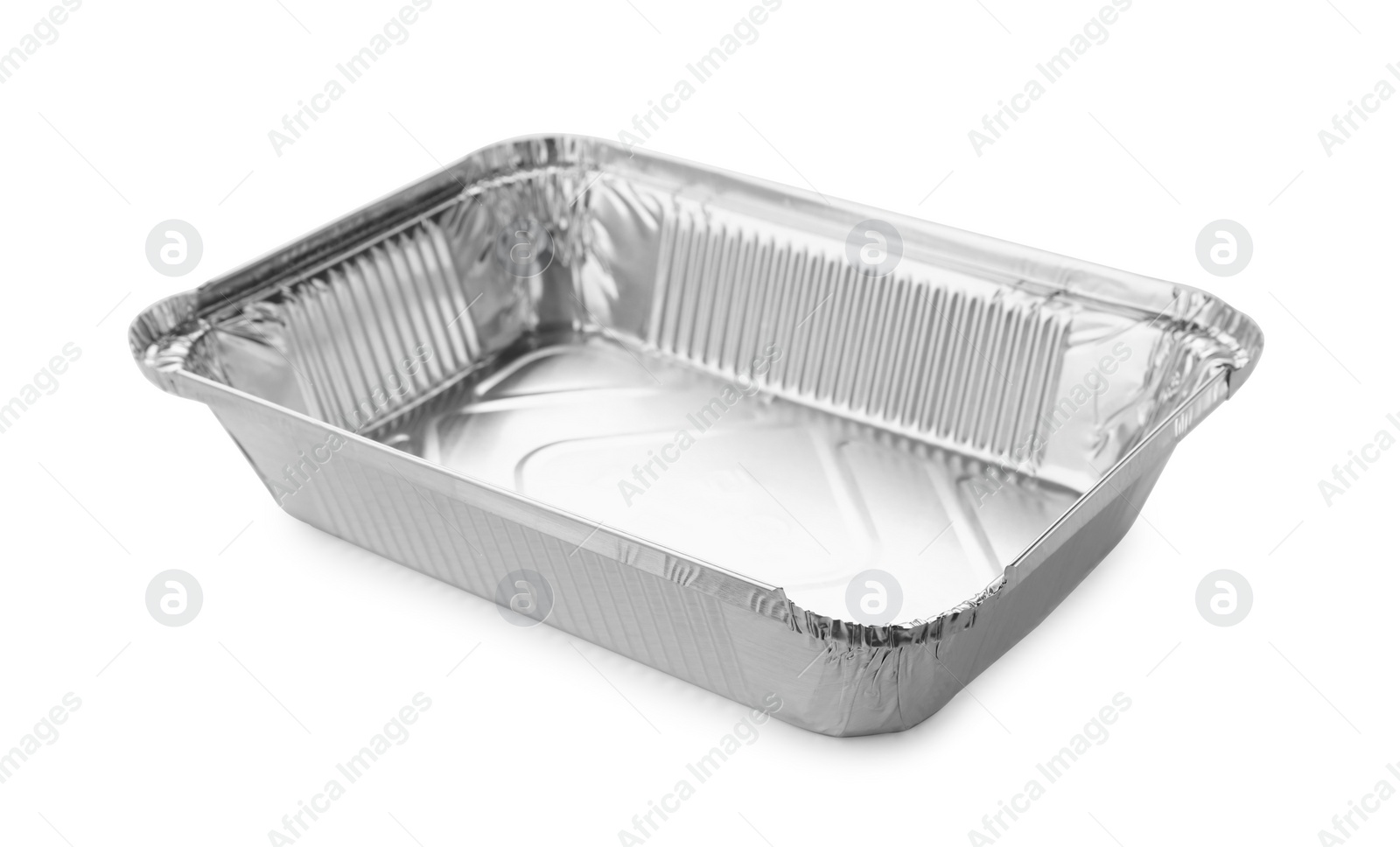 Photo of One aluminum foil container isolated on white