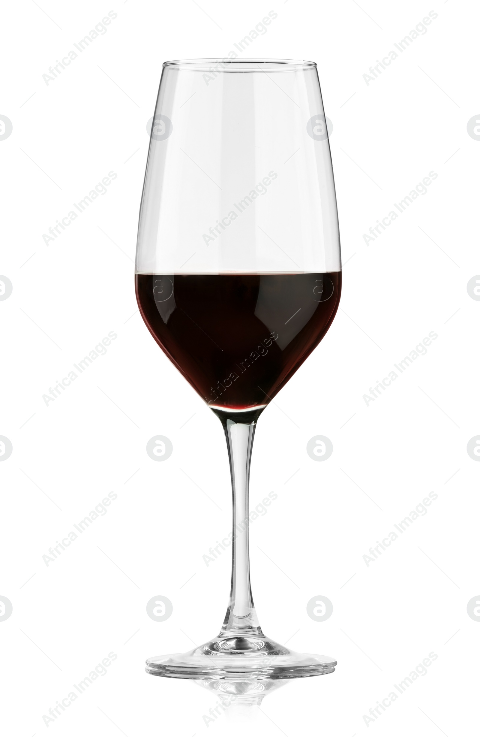 Photo of Red wine in glass isolated on white